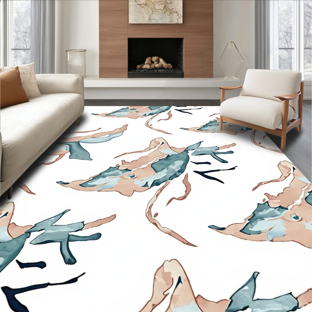 Abstract Organic Brushstroke Pattern Rug