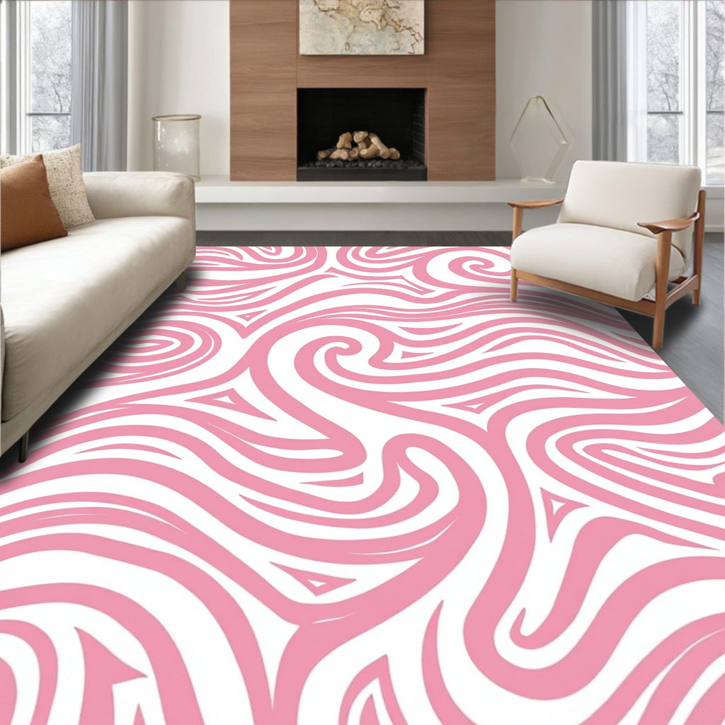 Soft Pink Swirling Abstract Curves Rug