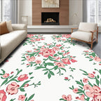 Charming Pink Floral Branch Pattern Rug