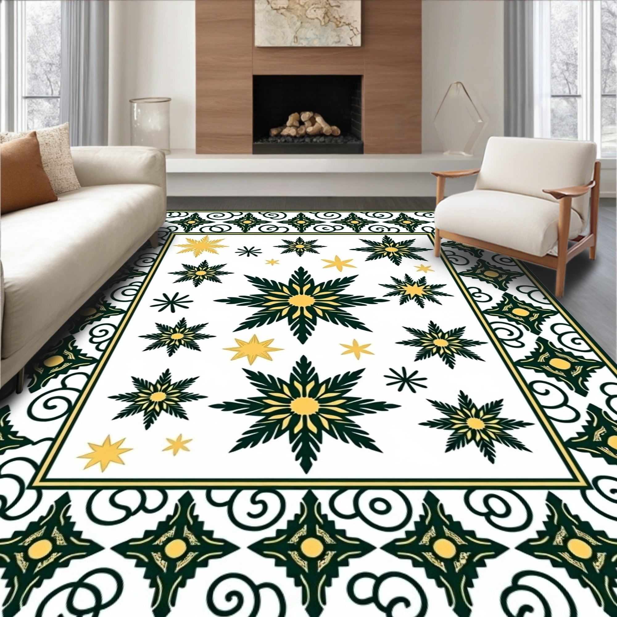 Starflower Art Deco Geometric Pattern Rug