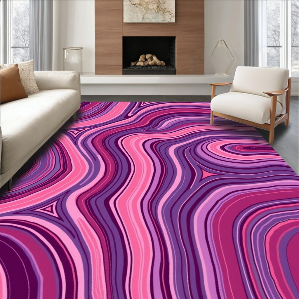 Abstract Swirls In Pink Purple Pattern Rug