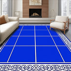 Classic Blue White Geometric Pattern Rug