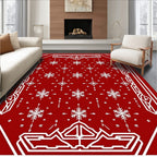 Snowflake Geometric Pattern Red Rug