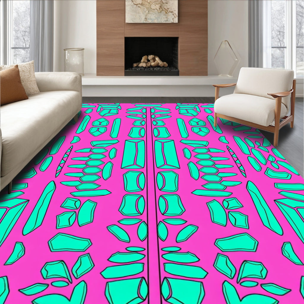 Modern Geometric Emerald Patterns Rug