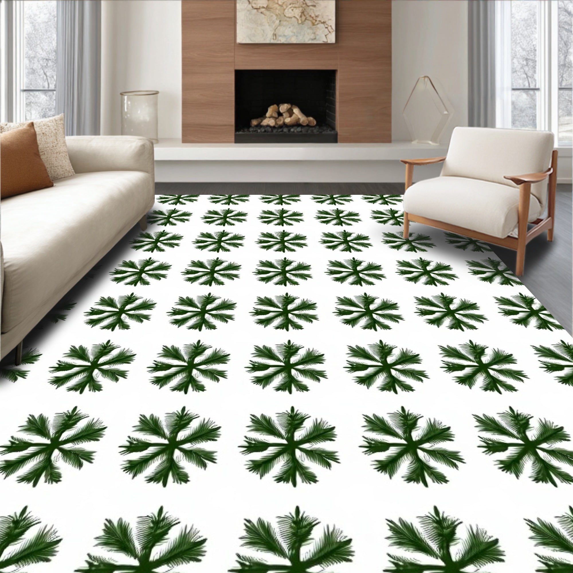 Deep Green Starburst Repeat Rug