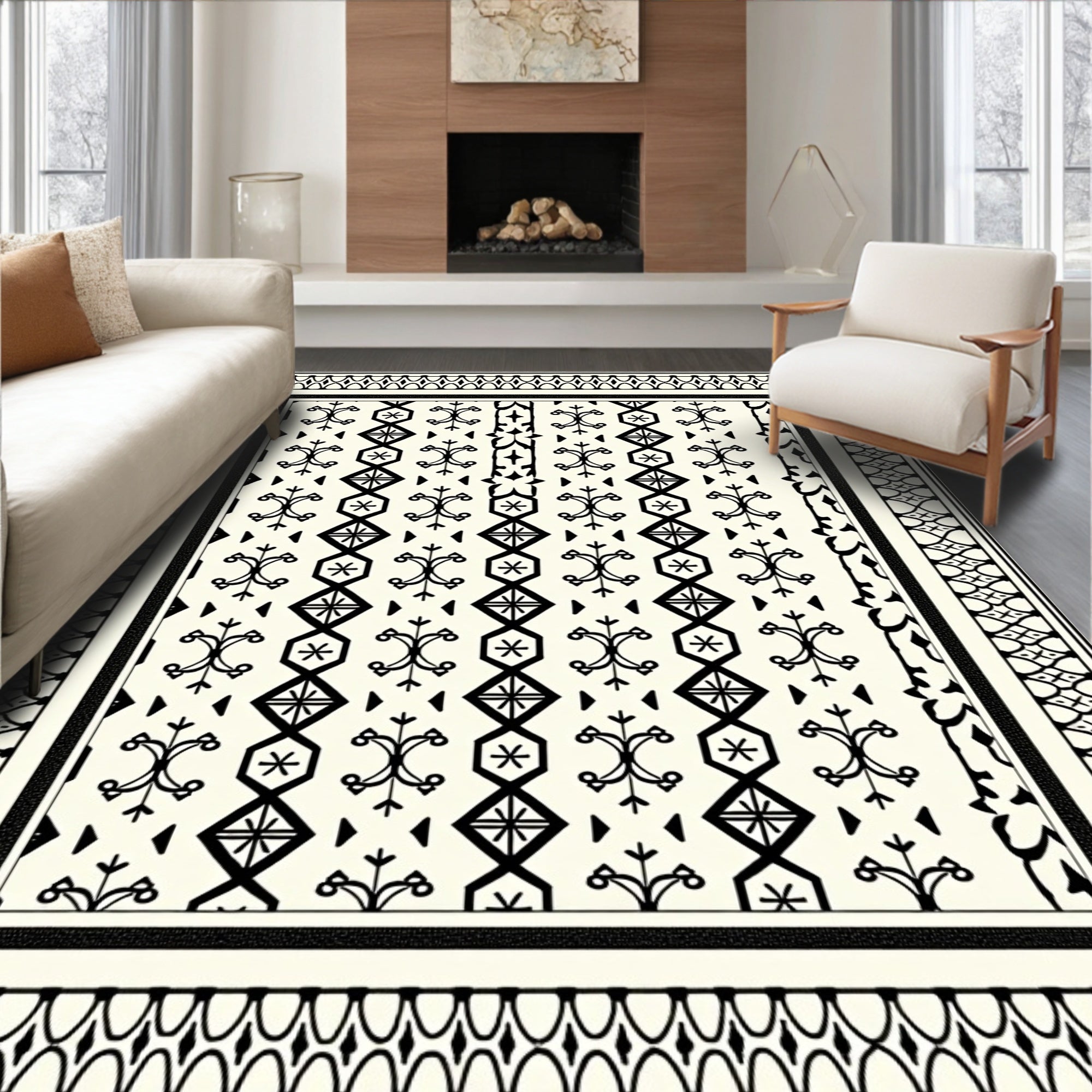 Tribal Geometric Diamond Pattern Rug