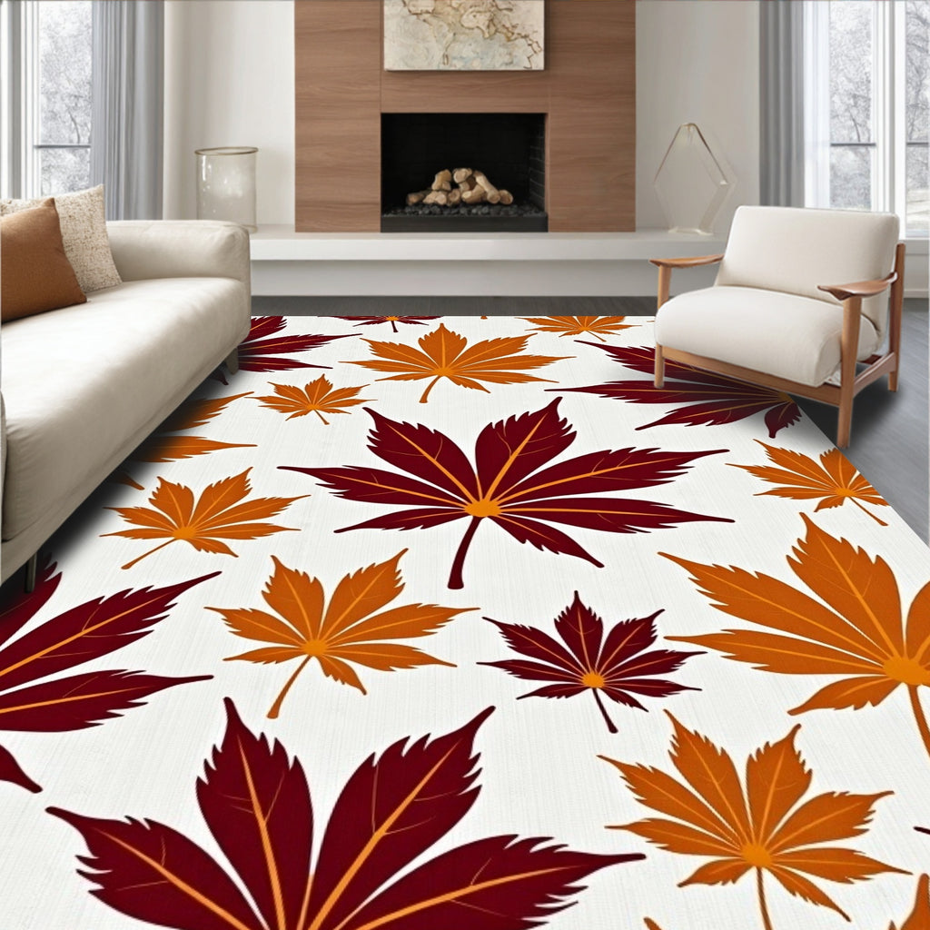 Autumn Maple Leaf Repeating Pattern Rug