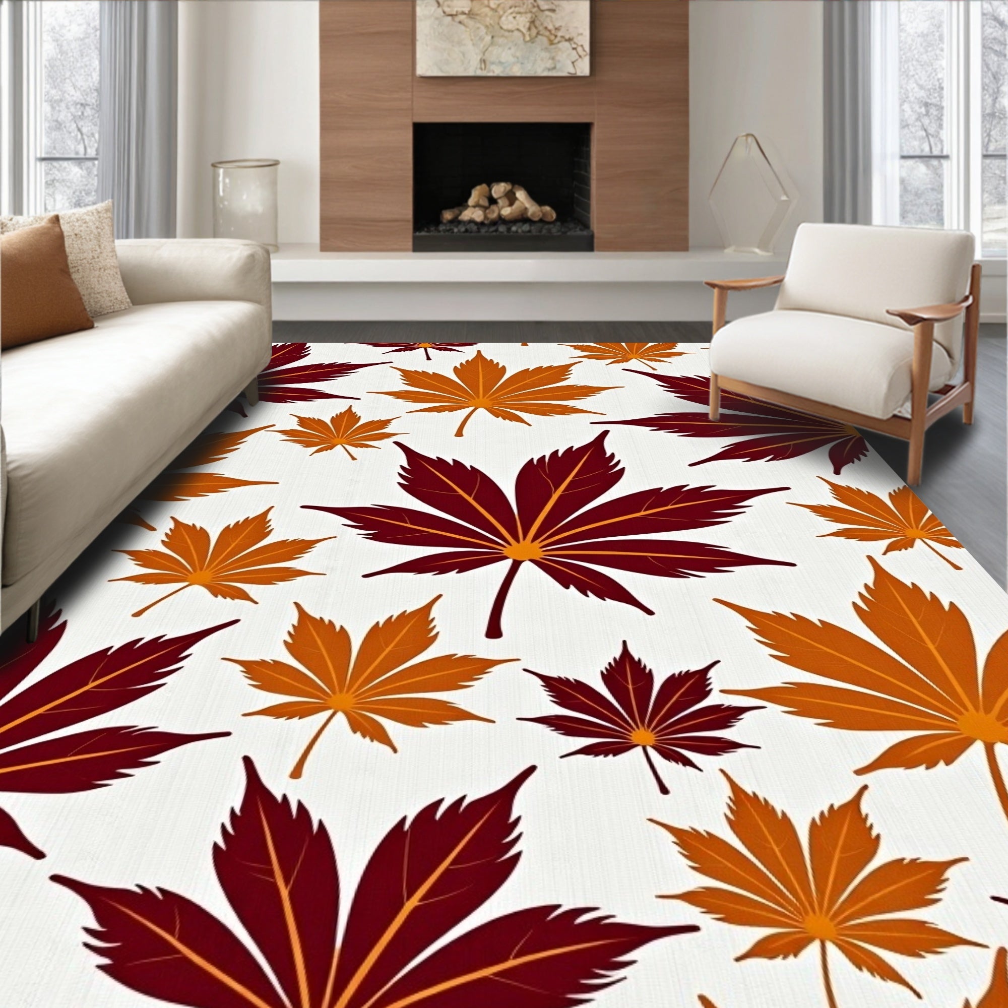 Autumn Maple Leaf Repeating Pattern Rug