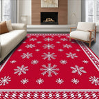 Crimson Snowfall Winter Scene Rug