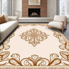 Brown Ornate Floral Center Medallion Rug