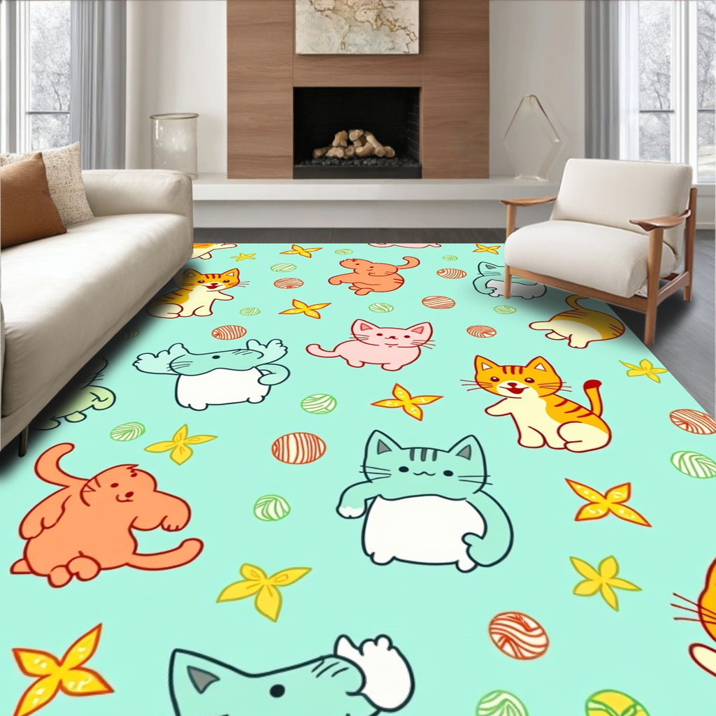 Cute Cats And Stars Pattern Rug