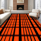 Bold Orange Intersecting Lines Design Rug