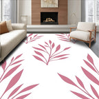 Modern Pink Leafy Branch Pattern Rug