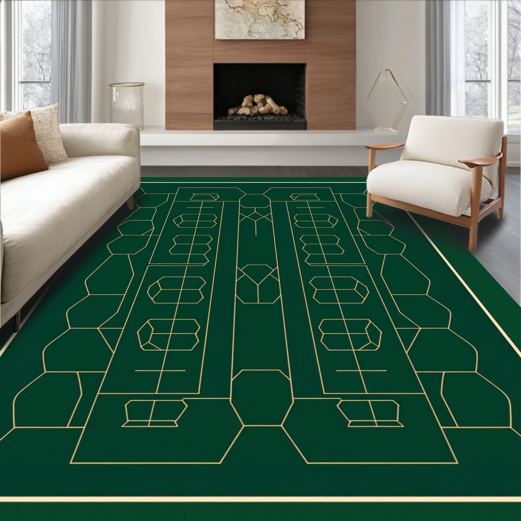 Art Deco Golden Geometric Pattern Rug
