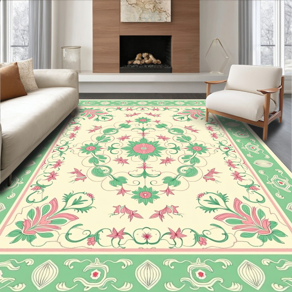 Floral Medallion Patterned Vintage Rug