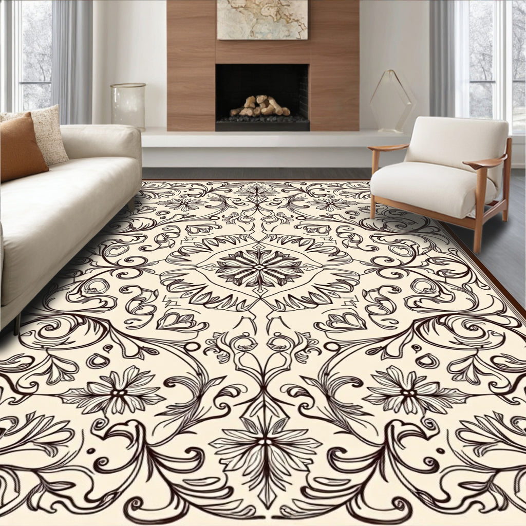 Vintage Floral Scrollwork Pattern Design Rug