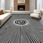 Radial Swirl And Stripes Design Rug