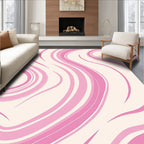 Soft Pink Swirling Marble Pattern Rug