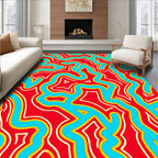 Vibrant Wavy Line Art Design Rug