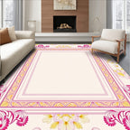Vibrant Floral Patterned Geometric Rug