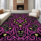 Whimsical Cat Floral Symmetry Rug