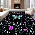 Floral Butterfly Vine Pattern Rug