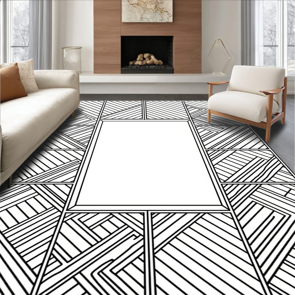 Abstract Geometric Stripe Pattern Rug