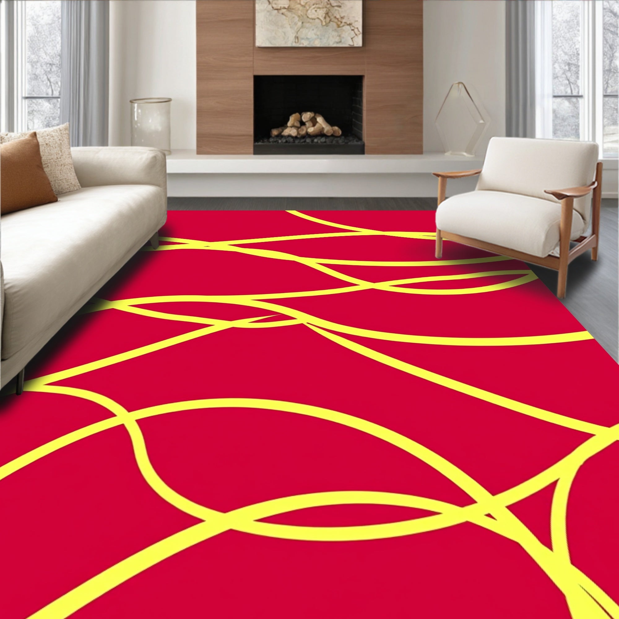 Bold Yellow Wavy Lines Rug