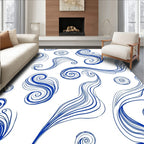 Blue Swirls Abstract Waves Design Rug