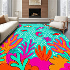 Vibrant Aquatic Life Coral Pattern Rug