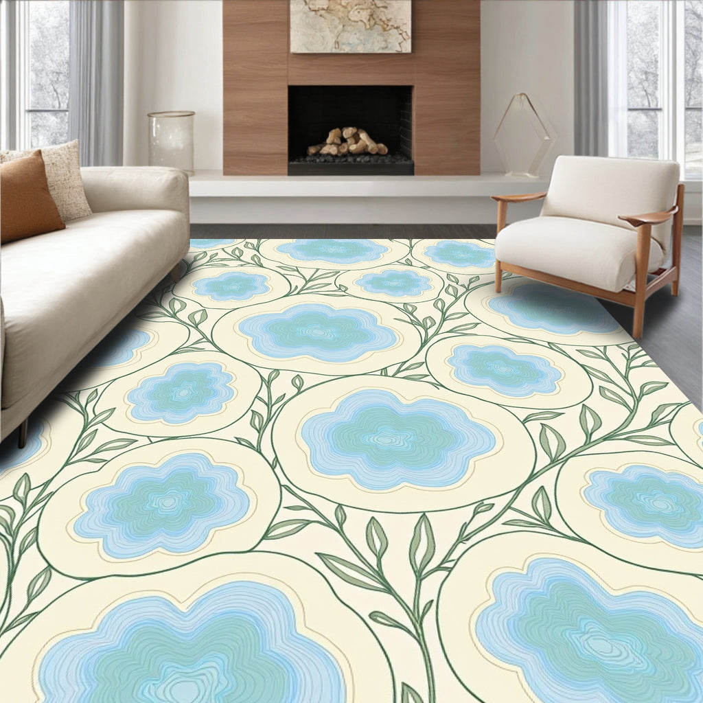 Nature Inspired Abstract Floral Pattern Rug