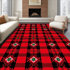 Classic Red Black Plaid Festive Pattern Rug