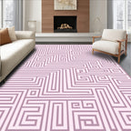 Mauve Geometric Maze Pattern Design Rug