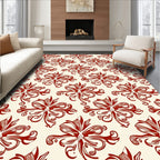 Ornate Floral Swirl Red Pattern Rug