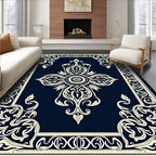 Intricate Floral Medallion Ivory Design Rug