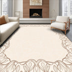 Elegant Outline Floral Border Rug
