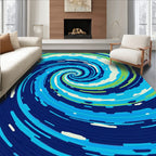 Abstract Swirl Blue Green Pattern Rug