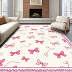 Pink Bows Swirls Pattern Rug