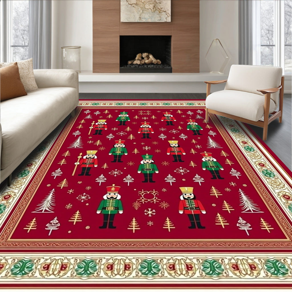 Festive Nutcracker Soldier Pattern Rug