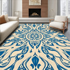 Blue Cream Intricate Mandala Design Rug