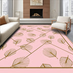 Delicate Leaf Pattern Pink Background Rug