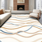 Abstract Wavy Brown Blue Lines Rug