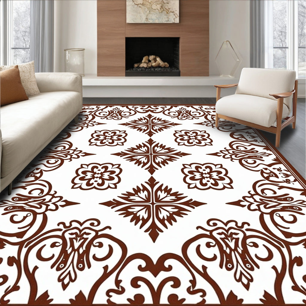 Classic Chinoiserie Floral Pattern Rug