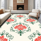 Coral Flower Damask Pattern Rug