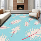 White Feather Design With Red Accents Rug