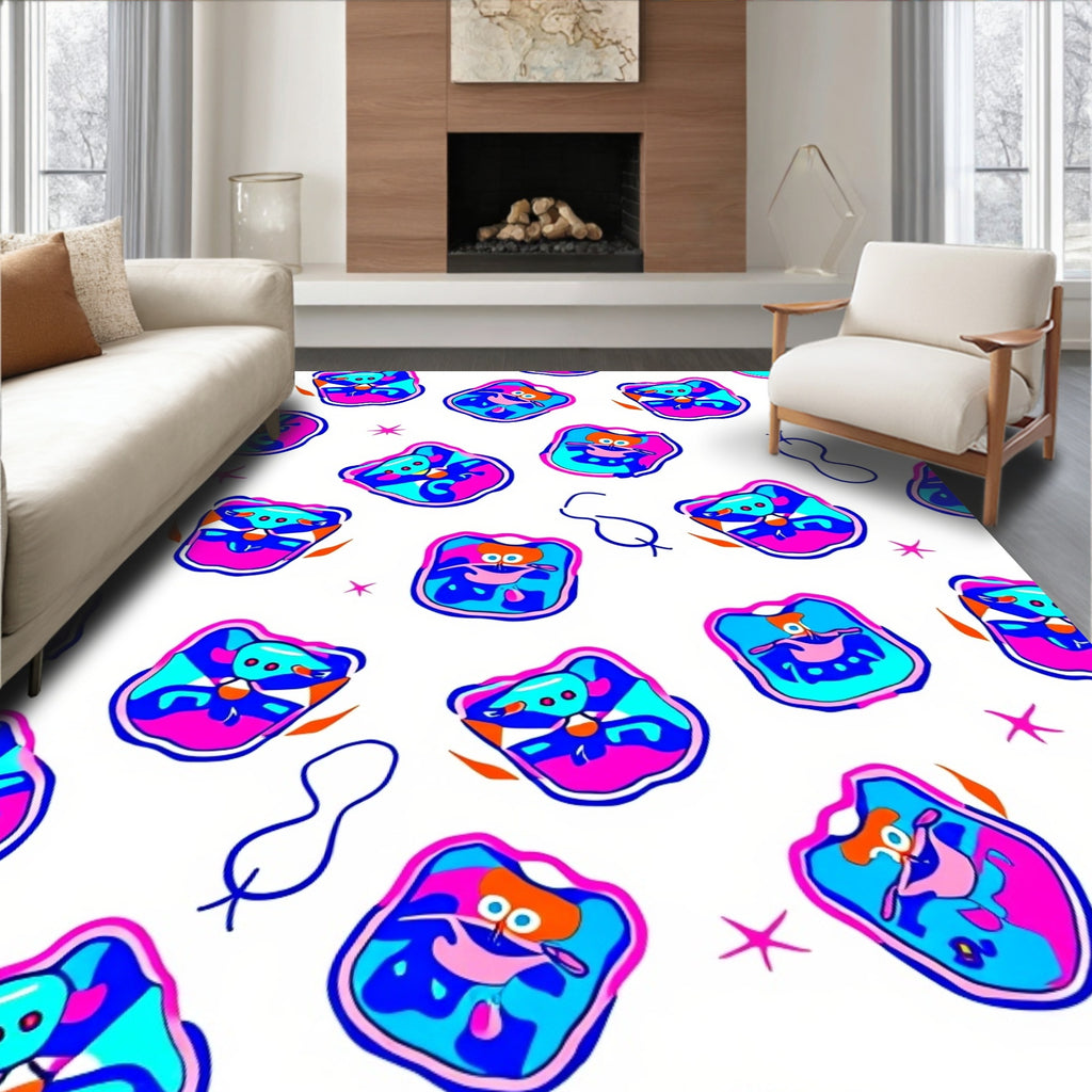 Abstract Funky Character Pattern Rug