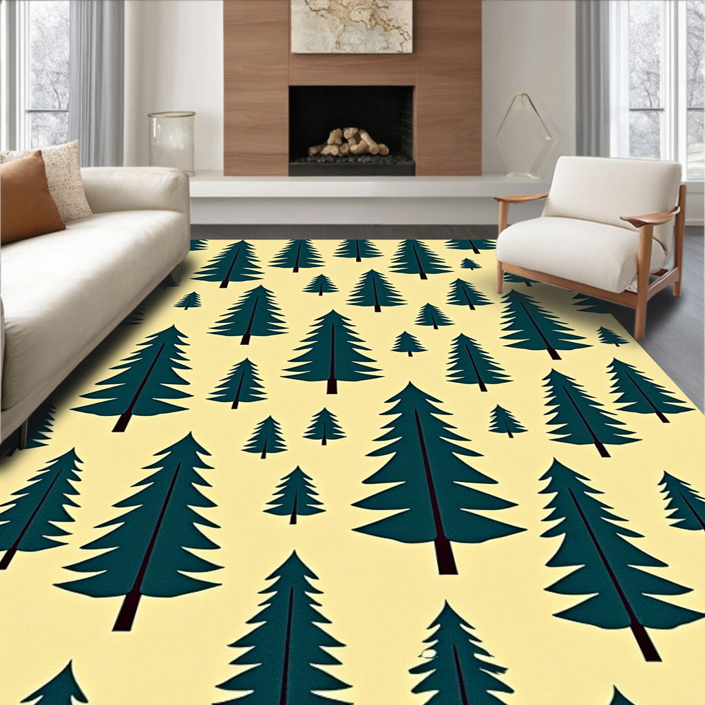 Forest Evergreen Tree Pattern Design Rug