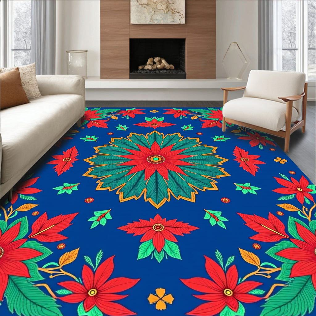 Vibrant Floral Patterned Textile Design Rug
