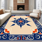 Ornate Blue Orange Neutral Classic Rug