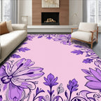 Purple Floral Vines Leaf Pattern Rug